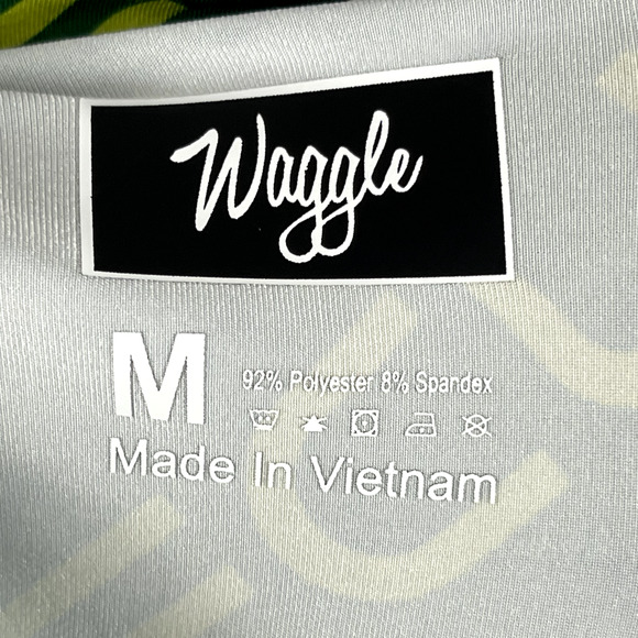 Waggle Dude Golf Polo Shirt Mens Medium Green Short Sleeve Allover Print - Picture 11 of 12